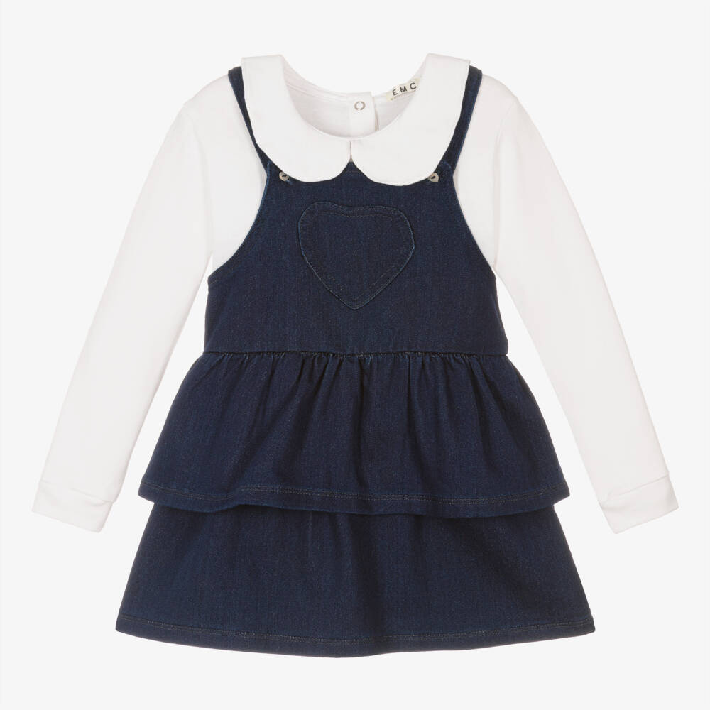 Everything Must Change-Girls Navy Heart Pinafore Outfit | Childrensalon Outlet