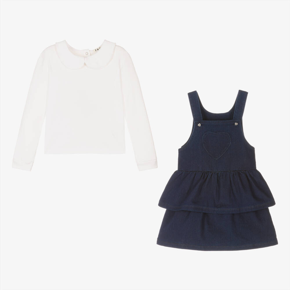 Everything Must Change-Girls Navy Heart Pinafore Outfit | Childrensalon Outlet