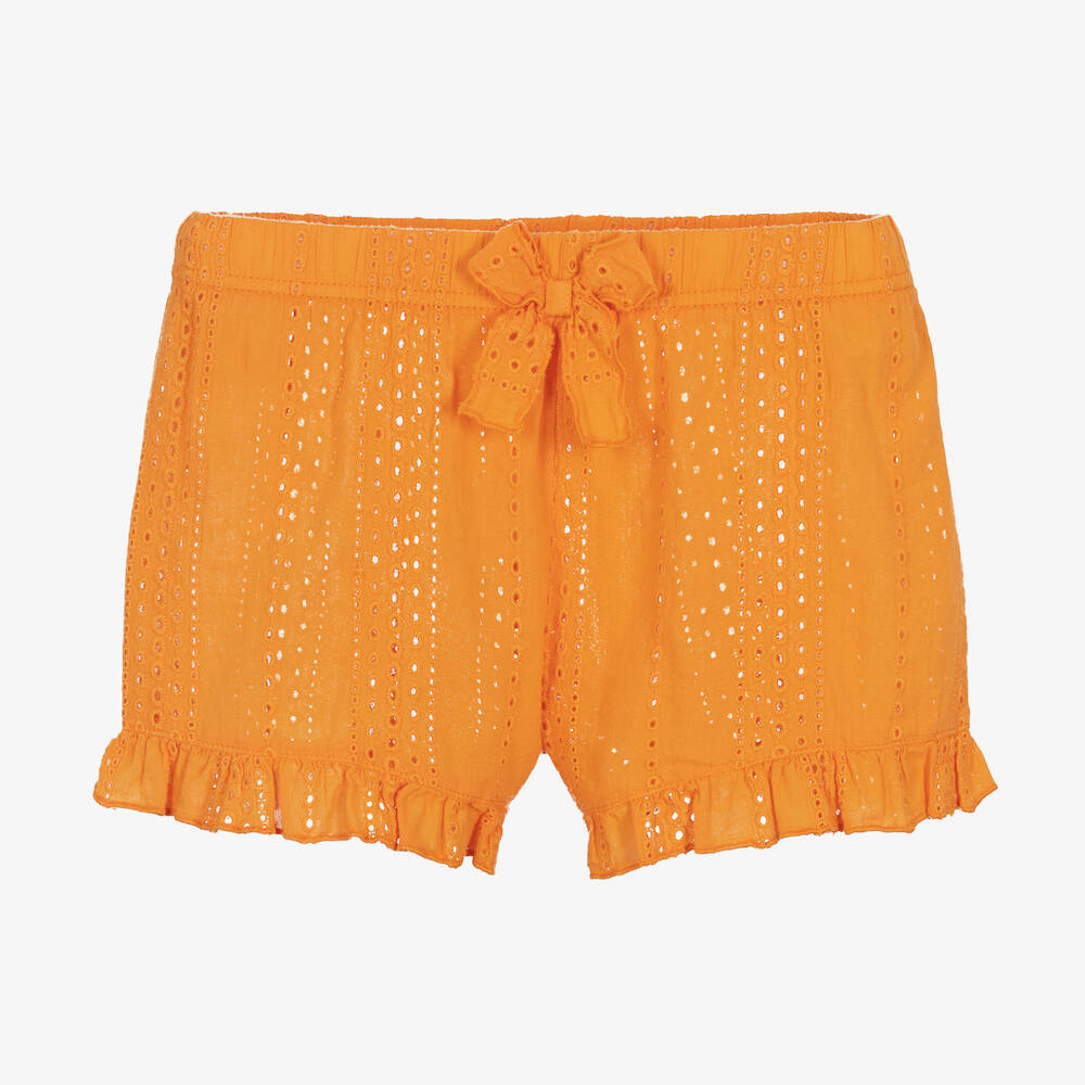 Everything Must Change - Girls Orange Cotton Shorts  | Childrensalon