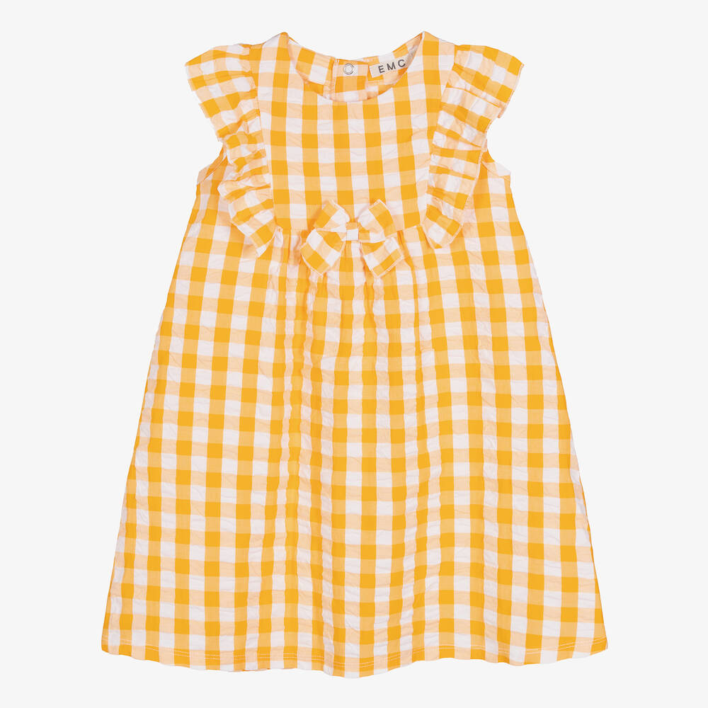 Everything Must Change - Kariertes Baumwollkleid orange/weiß | Childrensalon