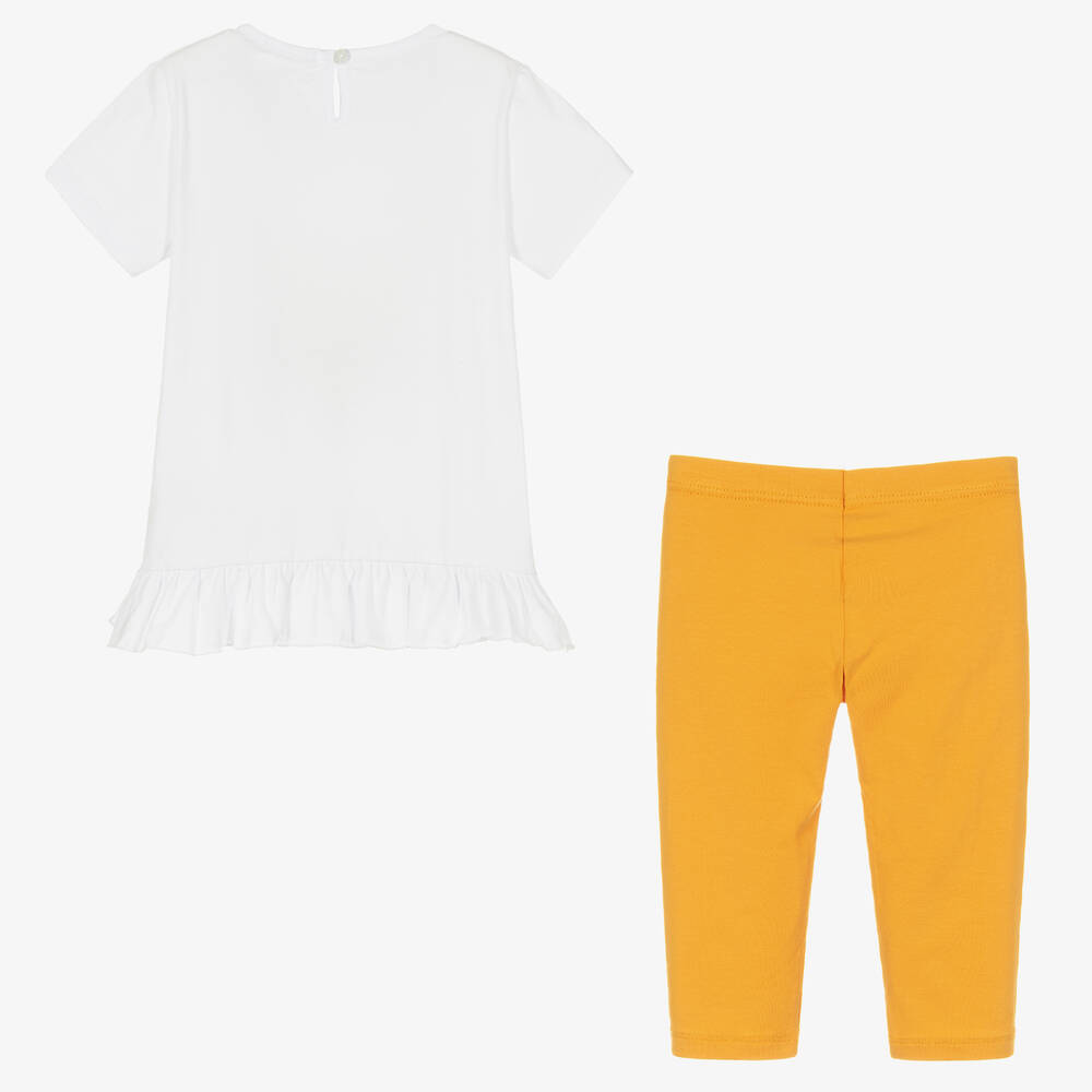 افريثينغ مست تشاينج-طقم ليغنغز قطن جيرسي لون برتقالي وأبيض | Childrensalon Outlet