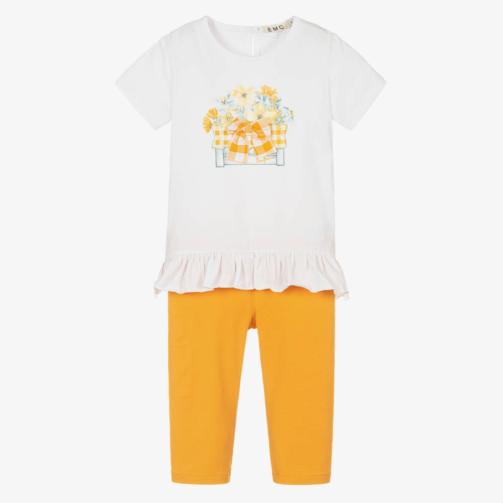 Everything Must Change - Baumwoll-Leggings-Set orange & weiß | Childrensalon