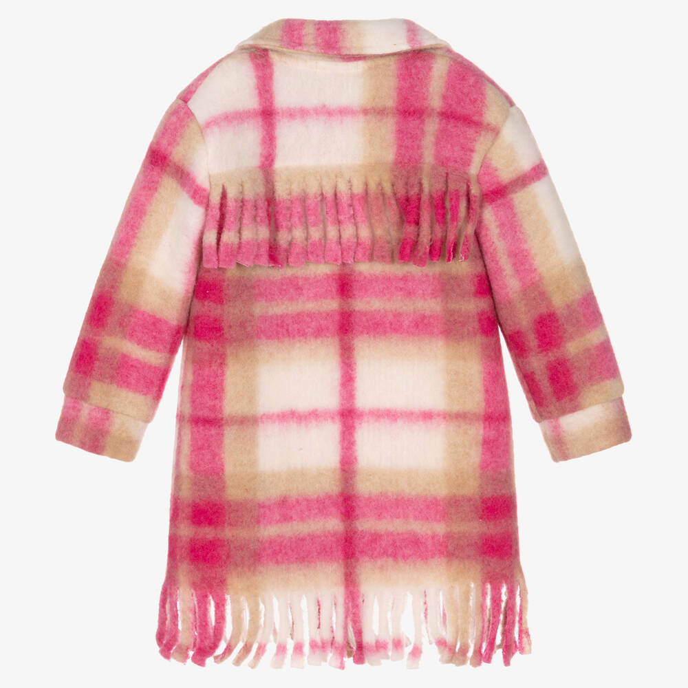 Everything Must Change-Girls Pink Check Brushed Wool Coat | Childrensalon Outlet
