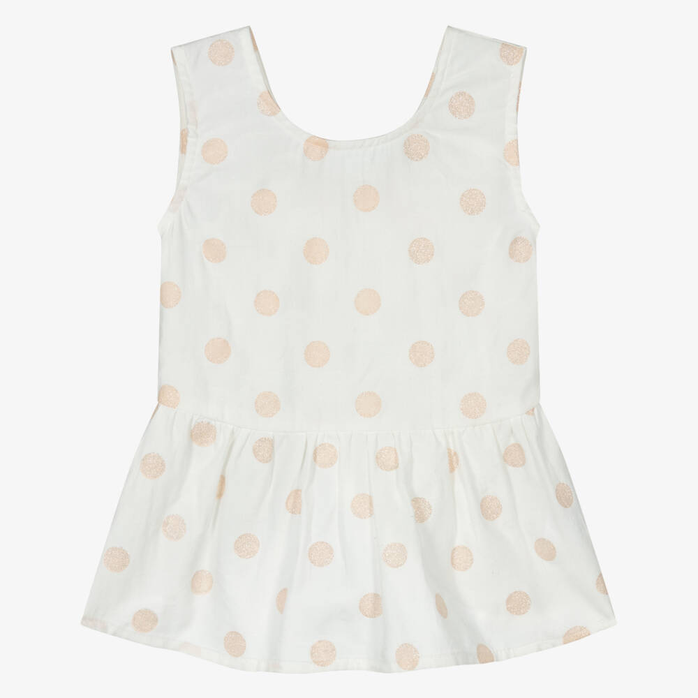 Everything Must Change-Белая блузка в розовый горошек для девочек | Childrensalon Outlet