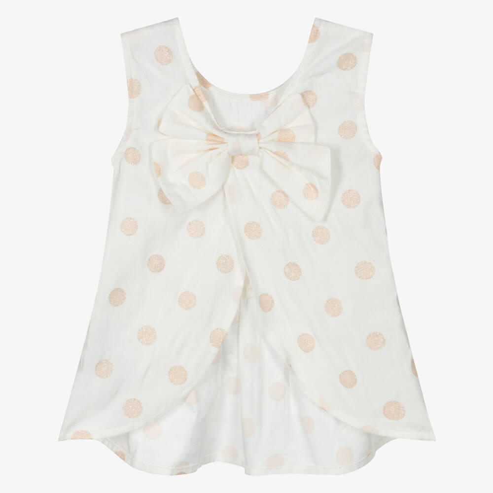 Everything Must Change-Girls Pink Dotted White Blouse | Childrensalon Outlet