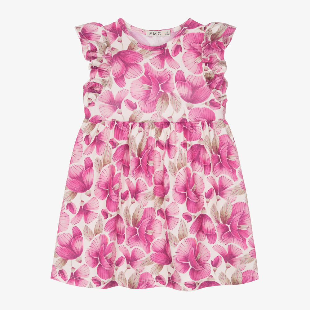 Pink floral baby dress best sale