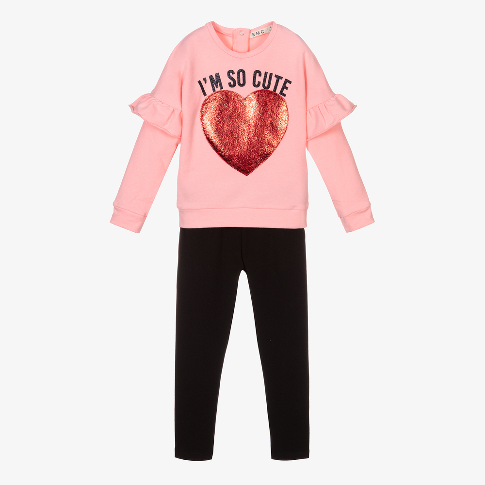 Everything Must Change-Розовый топ с сердцем и легинсы для девочек | Childrensalon Outlet