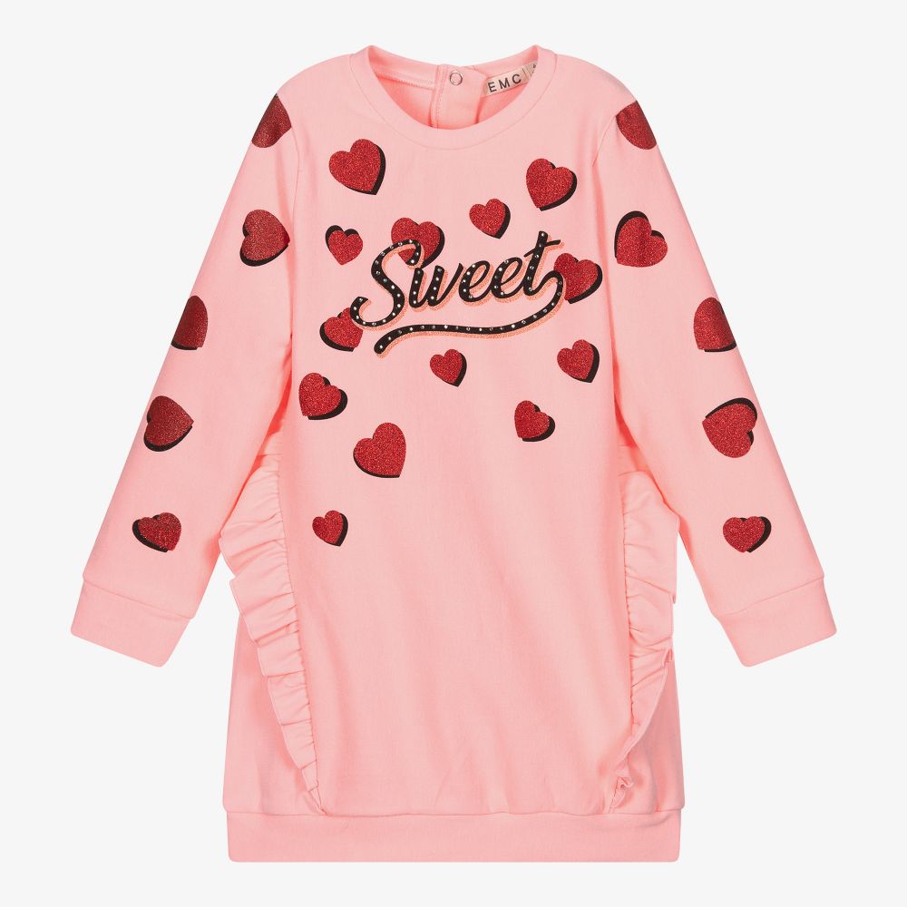 Everything Must Change - Girls Pink Hearts Jersey Dress | Childrensalon