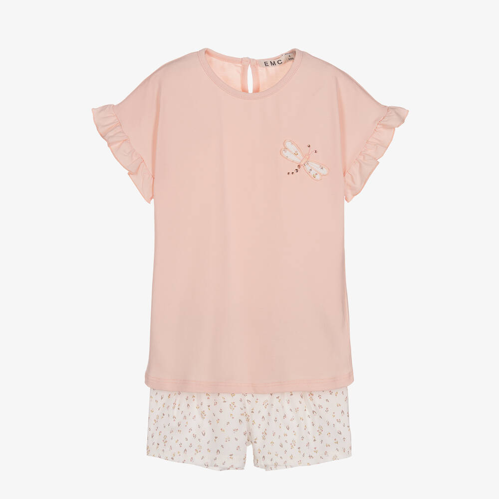 Everything Must Change - Ensemble short coton rose et ivoire | Childrensalon