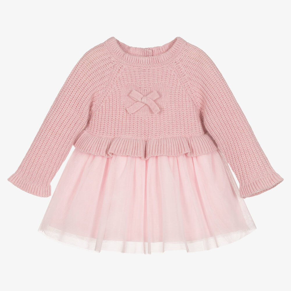Everything Must Change - Girls Pink Knitted Wool & Tulle Dress | Childrensalon