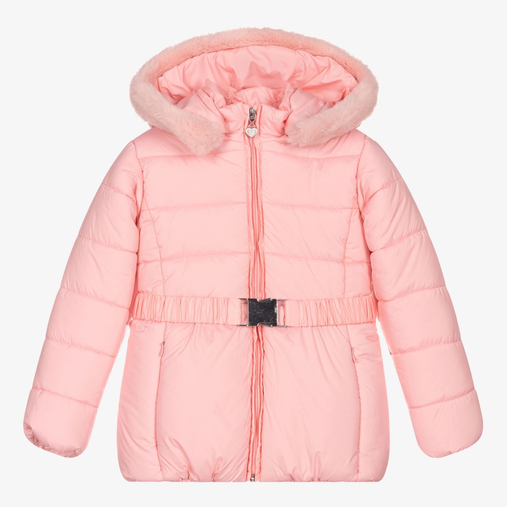 Everything Must Change - Girls Pink Puffer Coat  | Childrensalon