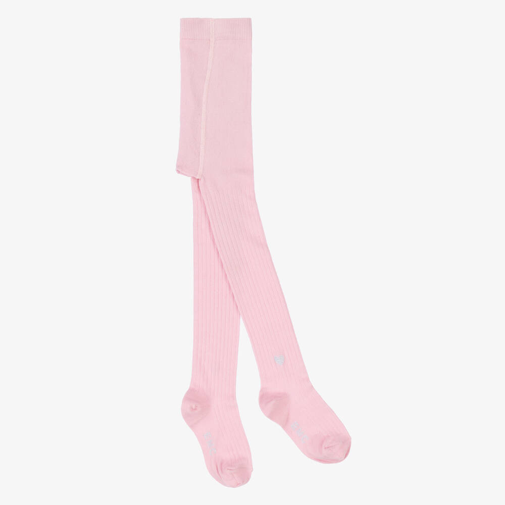 Everything Must Change - Girls Pink Ribbed Cotton Tights | Childrensalon