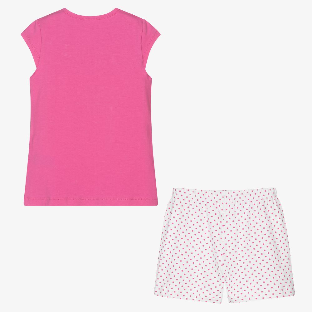 Everything Must Change-بيجاما شورت قطن جيرسي لون أبيض زهري للبنات | Childrensalon Outlet