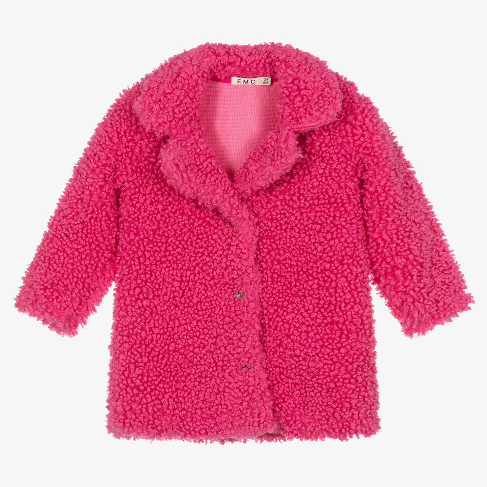 Everything Must Change - Girls Pink Teddy Fleece Coat | Childrensalon