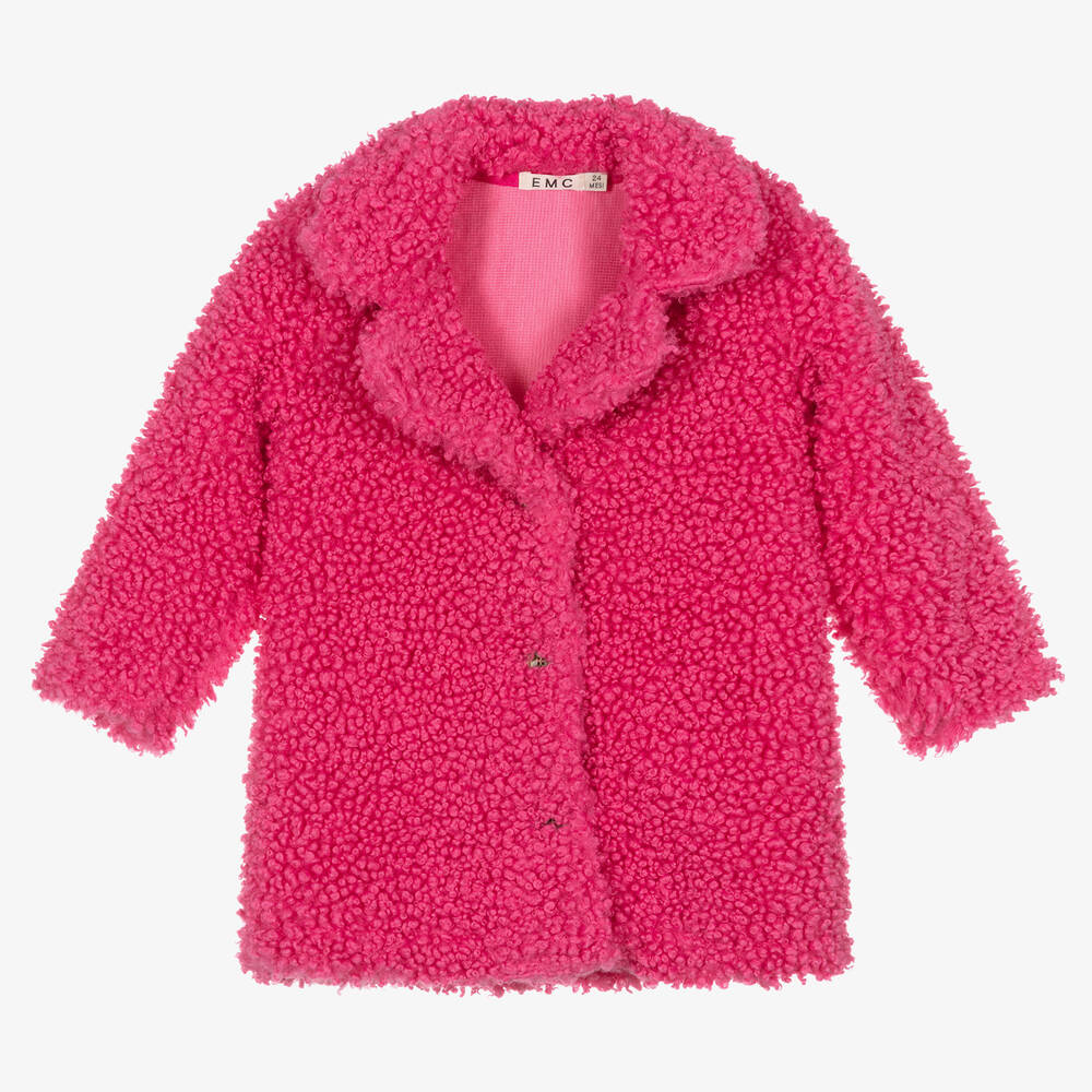 Girls pink teddy coat store