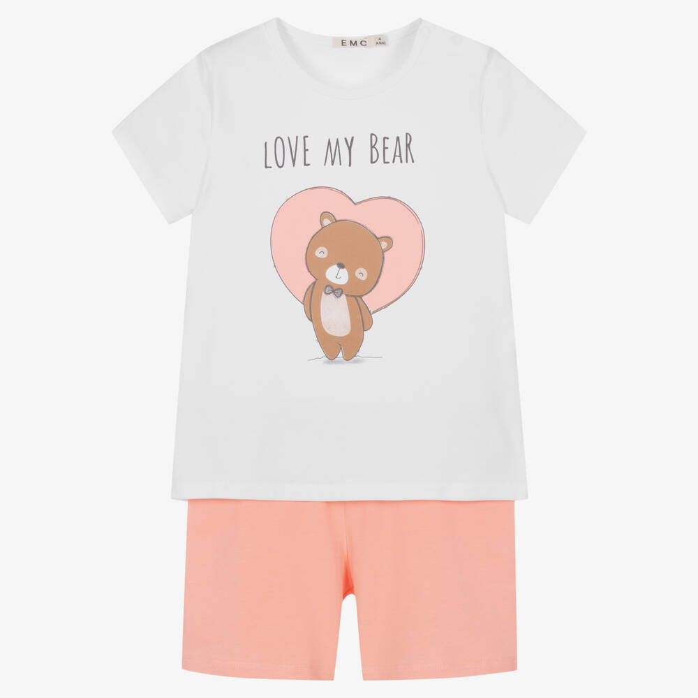 Everything Must Change-Girls Pink & White Cotton Short Pyjamas | Childrensalon Outlet