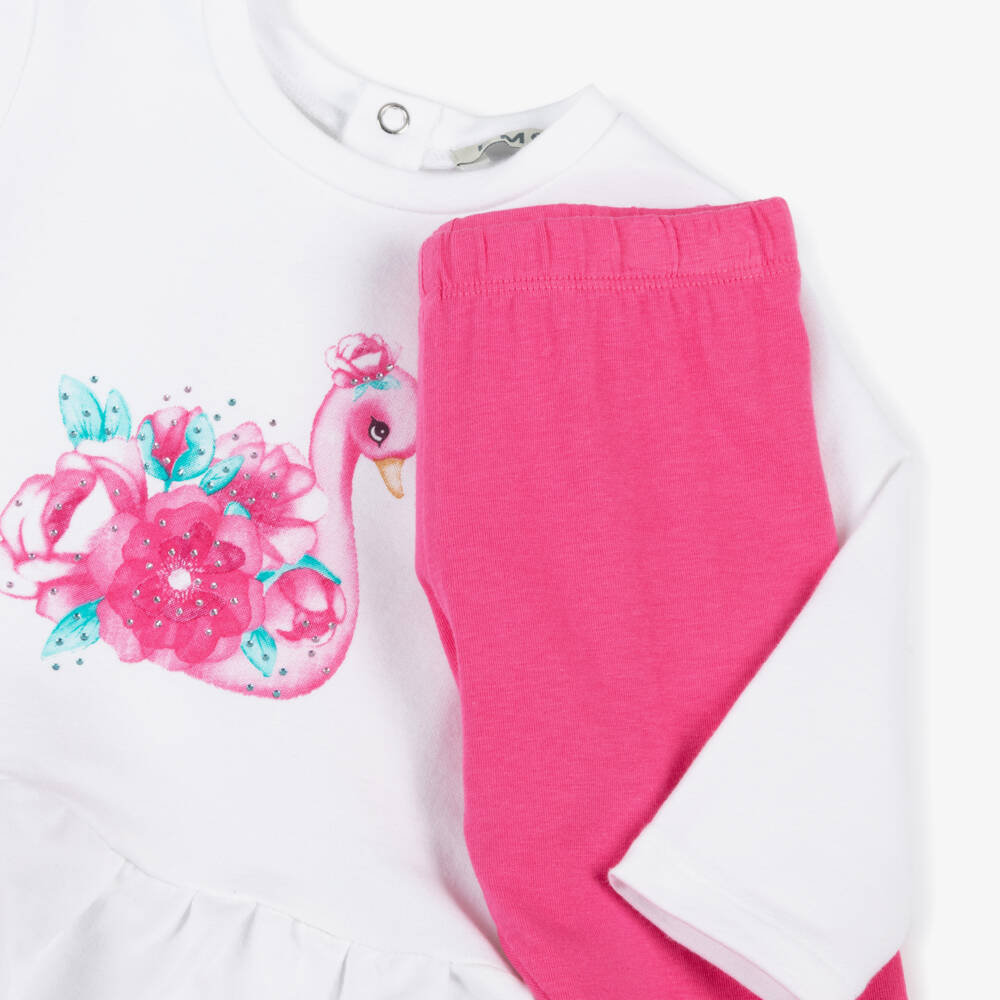 Everything Must Change-Girls Pink & White Floral Leggings Ensemble | Childrensalon Outlet