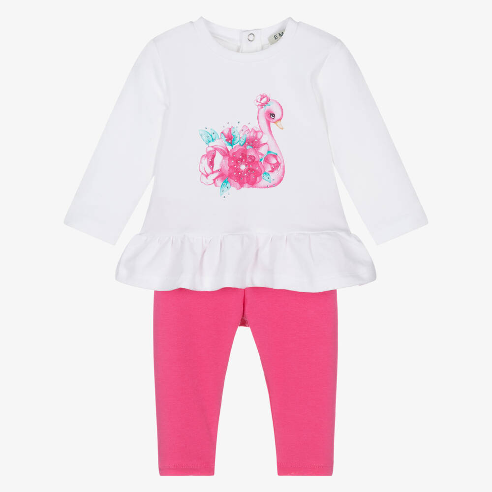 Everything Must Change-Girls Pink & White Floral Leggings Ensemble | Childrensalon Outlet