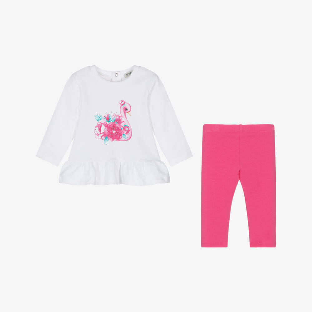 Everything Must Change-Girls Pink & White Floral Leggings Ensemble | Childrensalon Outlet