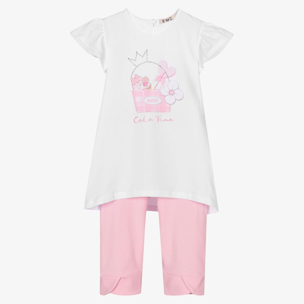 Everything Must Change-طقم ليغنغز أطفال بناتي قطن جيرسي لون زهري وأبيض | Childrensalon Outlet
