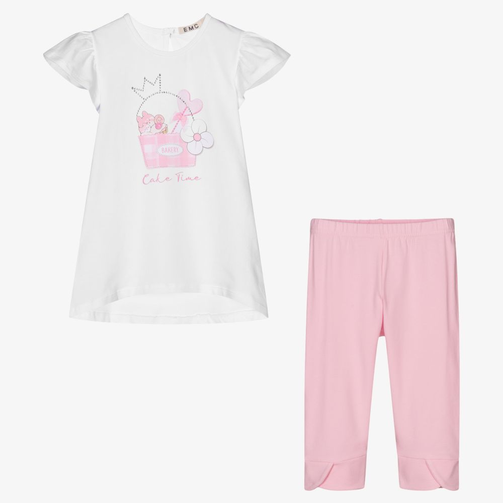 Everything Must Change-Белый топ и розовые легинсы для девочек | Childrensalon Outlet