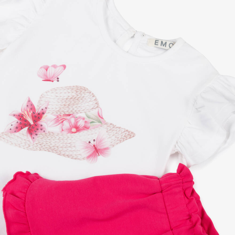 Everything Must Change-Girls Pink & White Ruffle Shorts Ensemble | Childrensalon Outlet