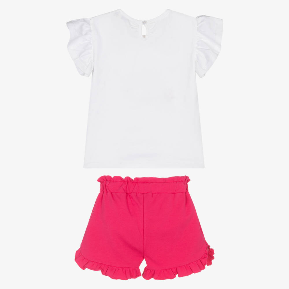 Everything Must Change-Girls Pink & White Ruffle Shorts Ensemble | Childrensalon Outlet
