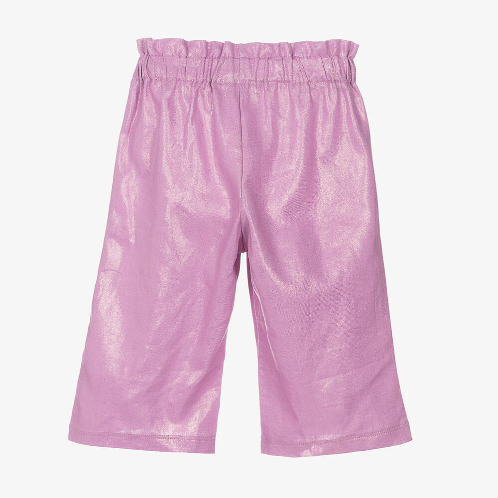 Everything Must Change-Girls Purple Linen & Lurex Trousers | Childrensalon Outlet