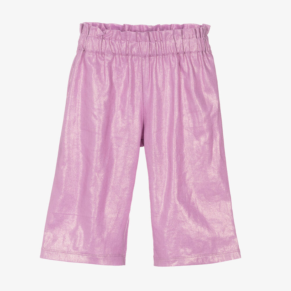 Everything Must Change - Girls Purple Linen & Lurex Trousers | Childrensalon