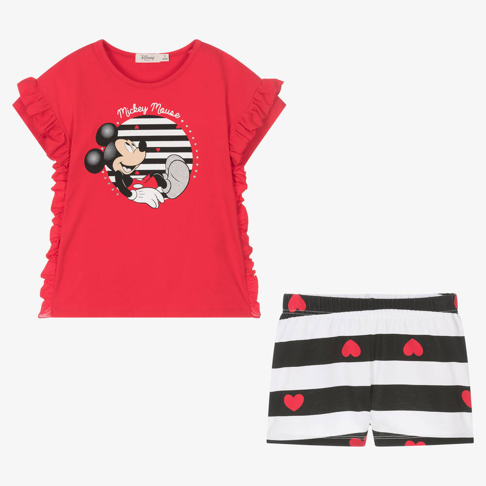 Everything Must Change-Girls Red & Black Disney Shorts Set | Childrensalon Outlet