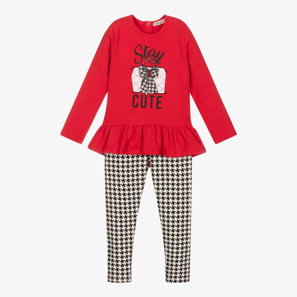 Everything Must Change-طقم ليغنغز قطن جيرسي لون أحمر للبنات | Childrensalon Outlet