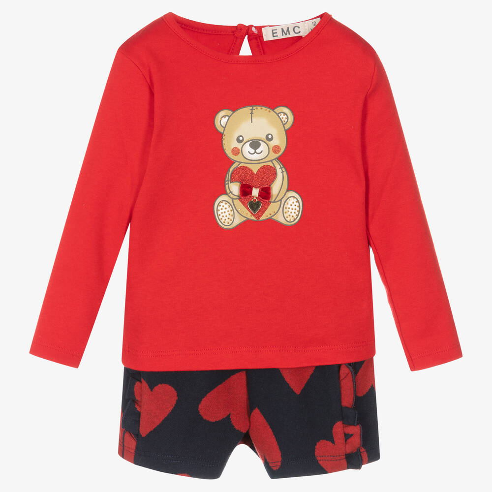 Everything Must Change - Girls Red Cotton Shorts Set | Childrensalon