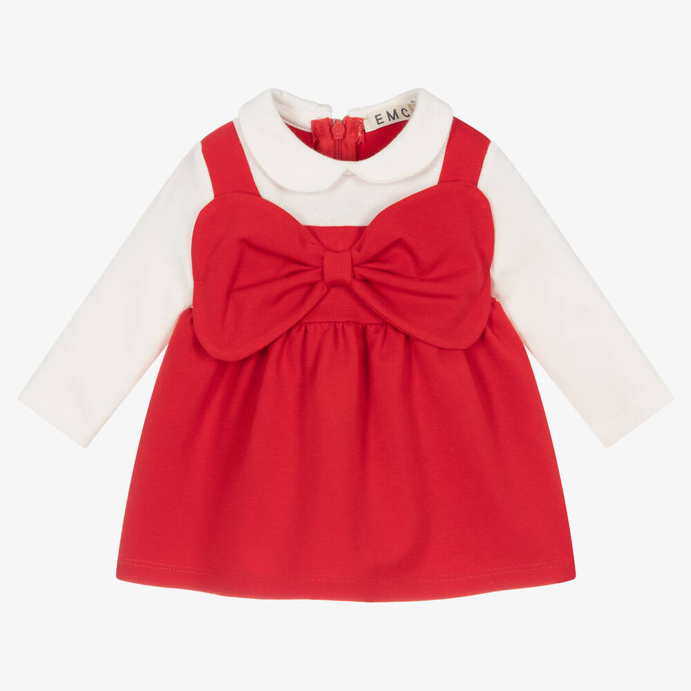 Everything Must Change - Girls Red & Ivory Bow Dress | Childrensalon