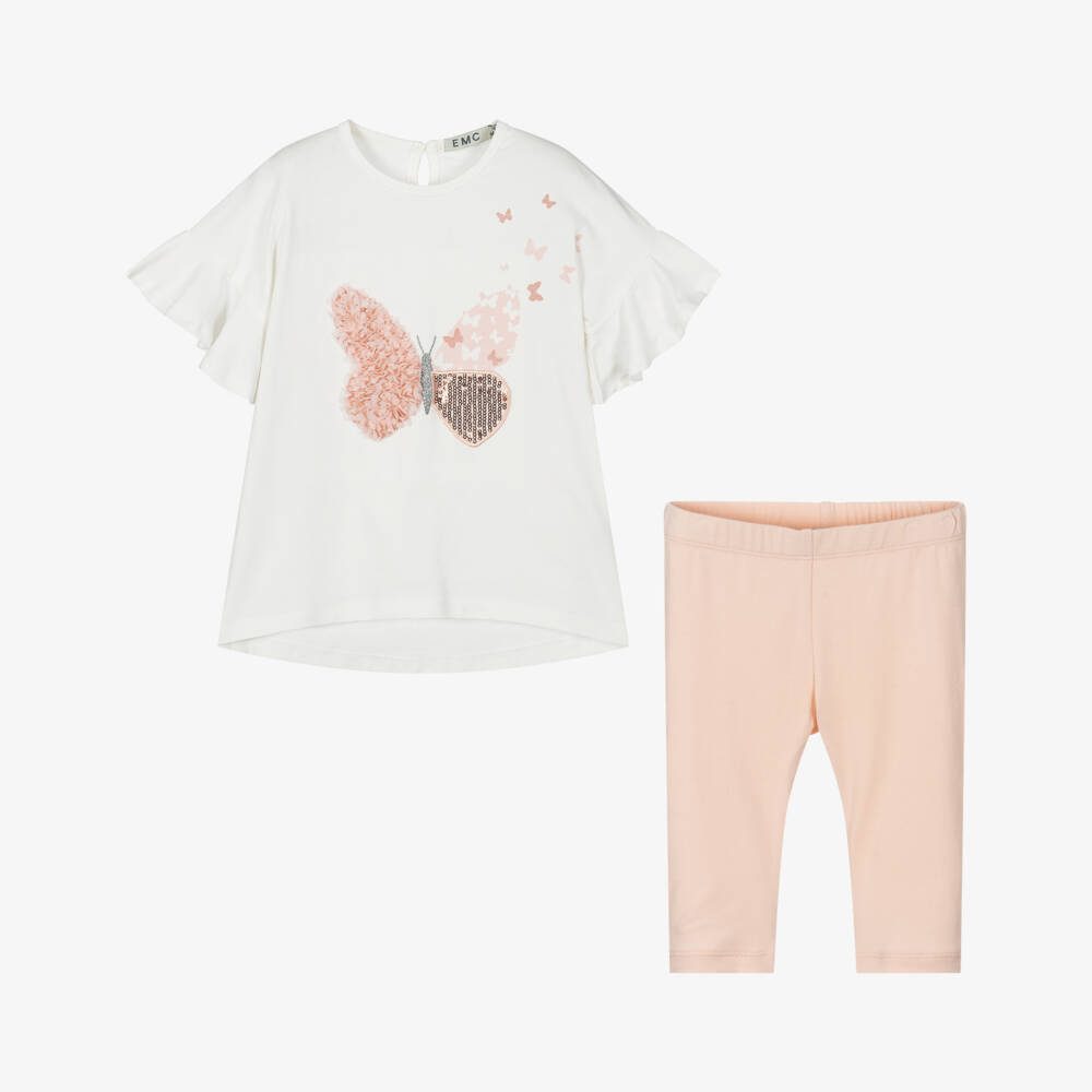 Everything Must Change-Girls Soft Pink Butterfly Leggings Ensemble | Childrensalon Outlet