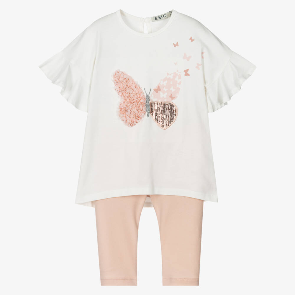 Everything Must Change-Girls Soft Pink Butterfly Leggings Ensemble | Childrensalon Outlet