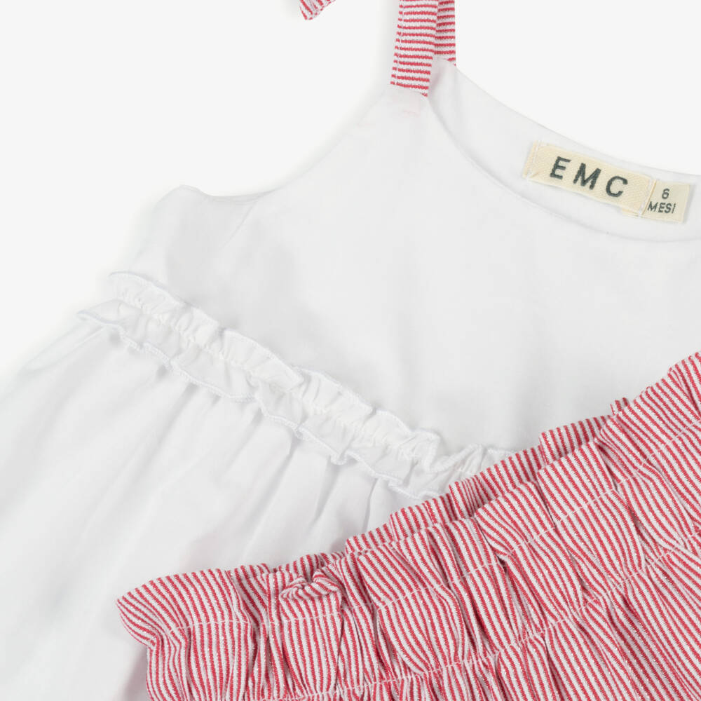 Everything Must Change-Girls Striped Red & White Shorts Ensemble | Childrensalon Outlet