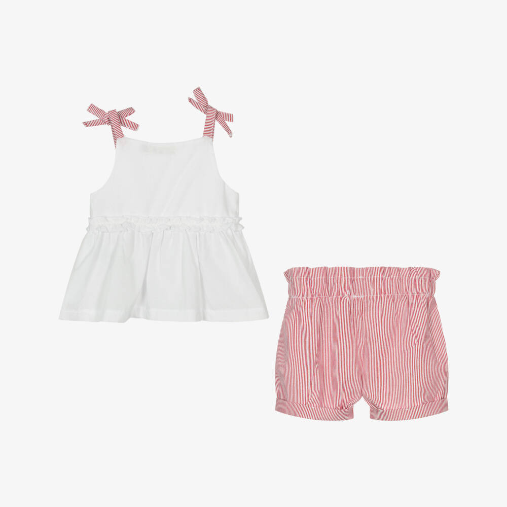Everything Must Change-Girls Striped Red & White Shorts Ensemble | Childrensalon Outlet