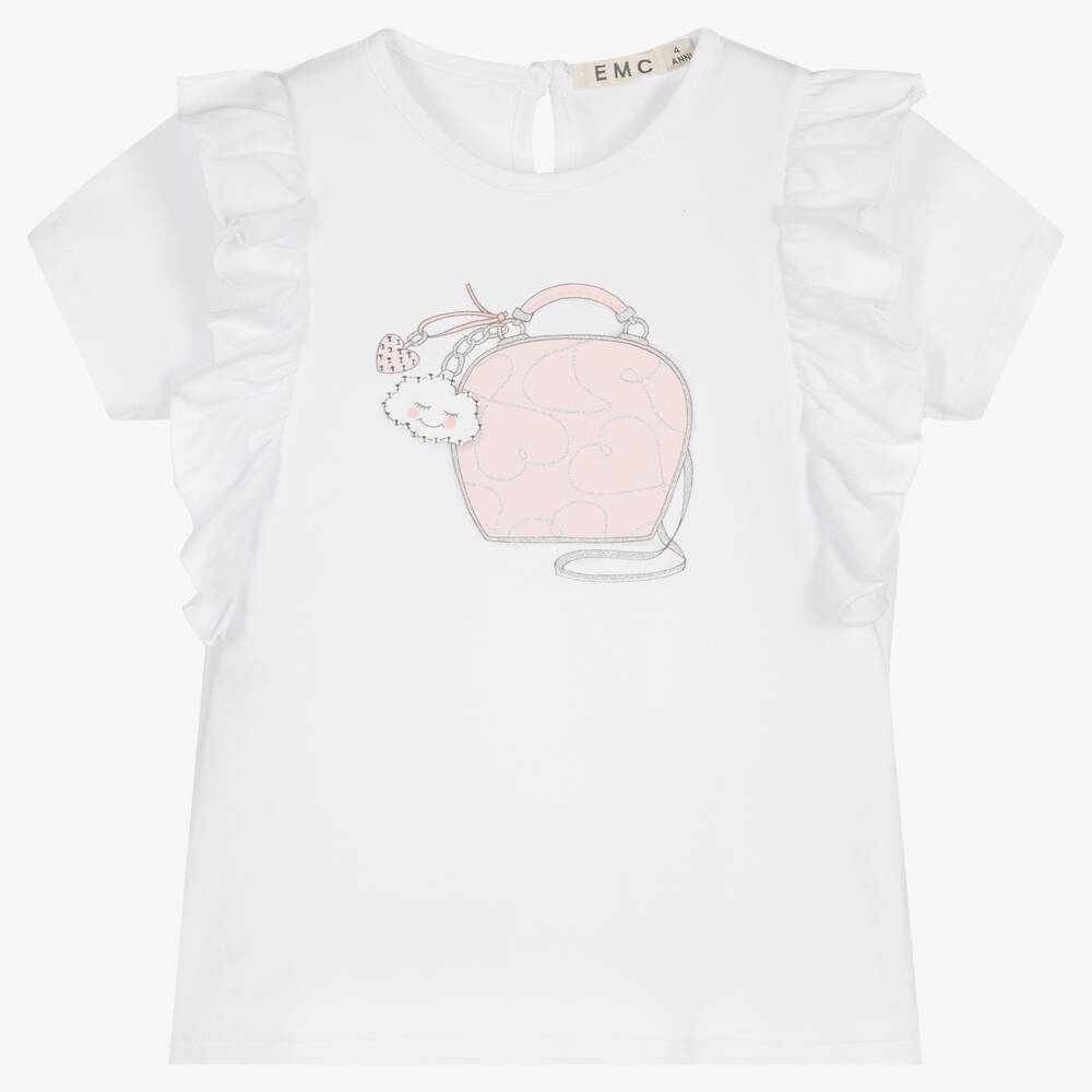 Everything Must Change - Белая хлопковая футболка с принтом-сумкой | Childrensalon