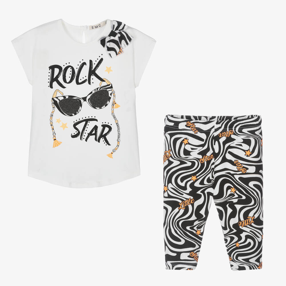 Everything Must Change-Girls White & Black Leggings Set  | Childrensalon Outlet