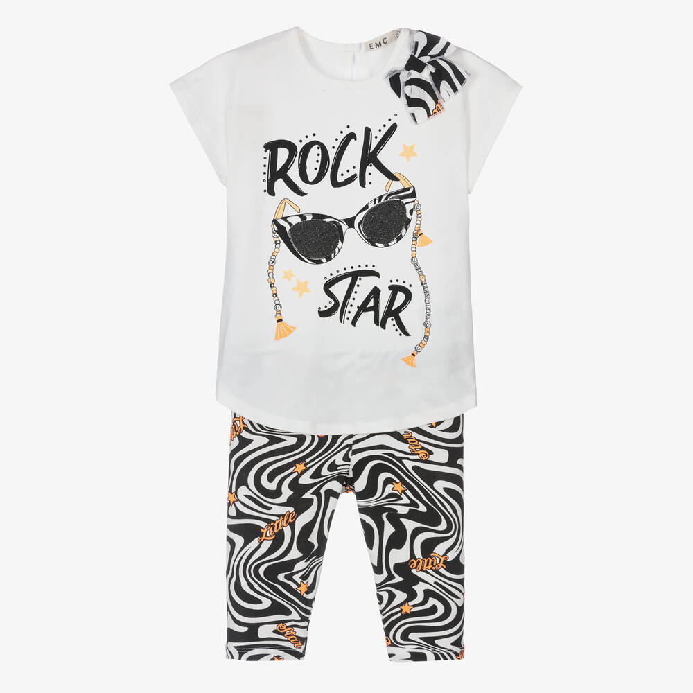 Everything Must Change - Girls White & Black Leggings Set  | Childrensalon