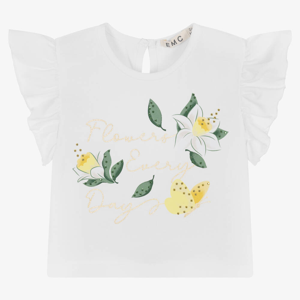 Everything Must Change - Weißes Baumwoll-T-Shirt mit Blumen | Childrensalon