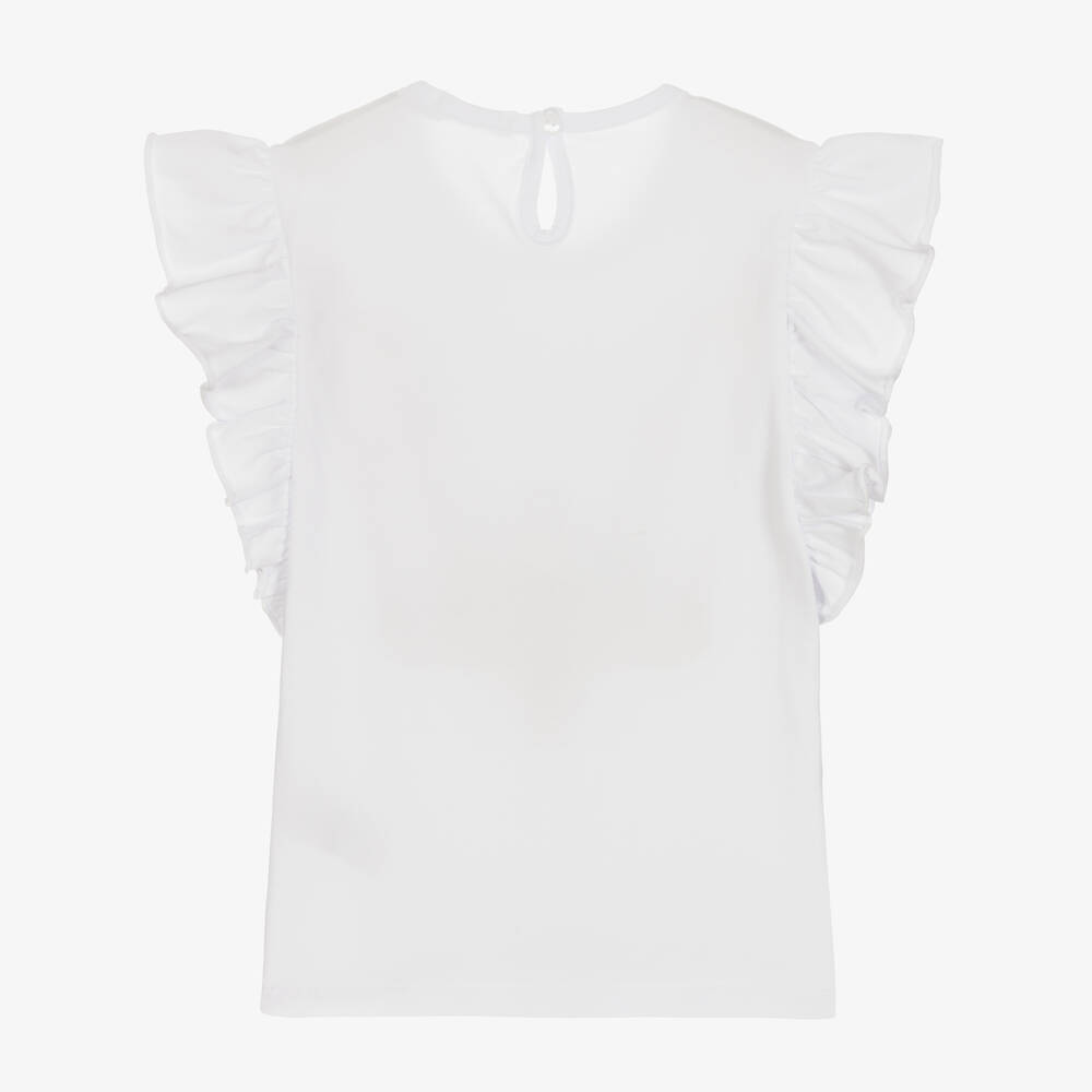 Everything Must Change-Girls White Cotton Ruffled T-Shirt | Childrensalon Outlet