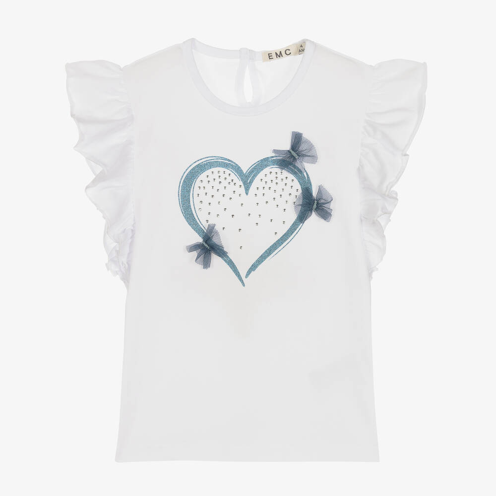 Everything Must Change - Girls White Cotton Ruffled T-Shirt | Childrensalon