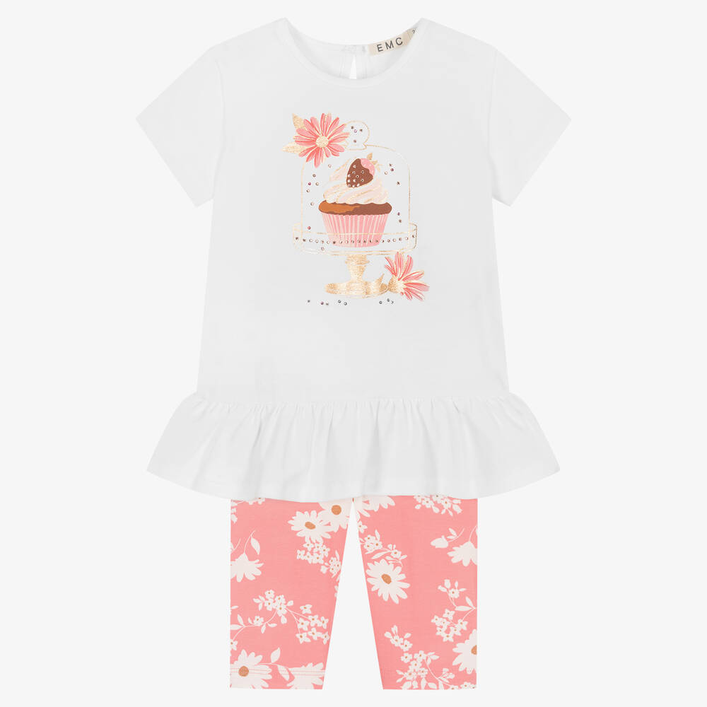 Everything Must Change - Baumwoll-Leggings-Set in Weiß/Rosa | Childrensalon