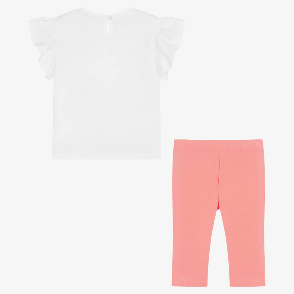 Everything Must Change-Белый топ и розовые легинсы из хлопка | Childrensalon Outlet