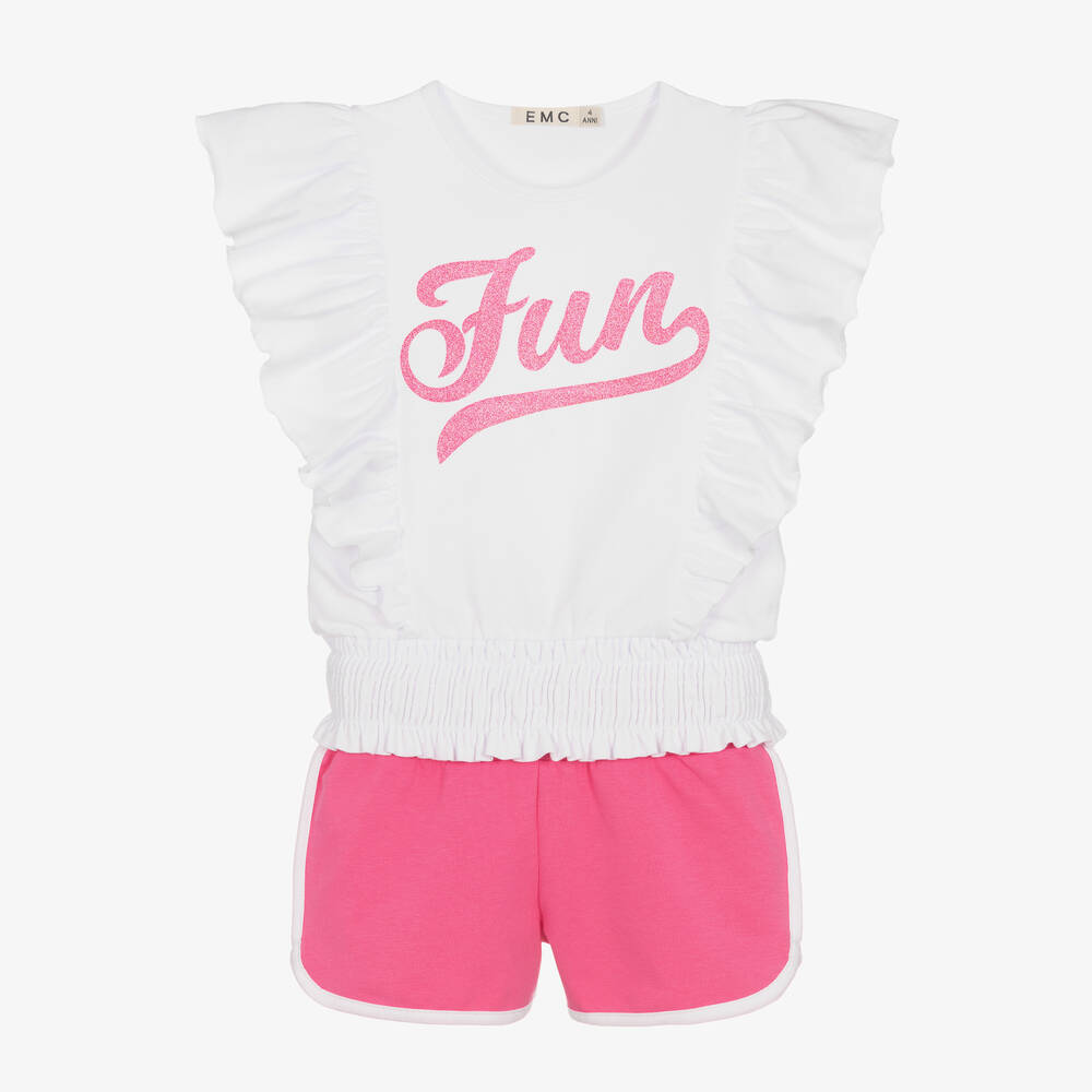 Everything Must Change - Baumwoll-Top & Shorts Set weiß/rosa | Childrensalon