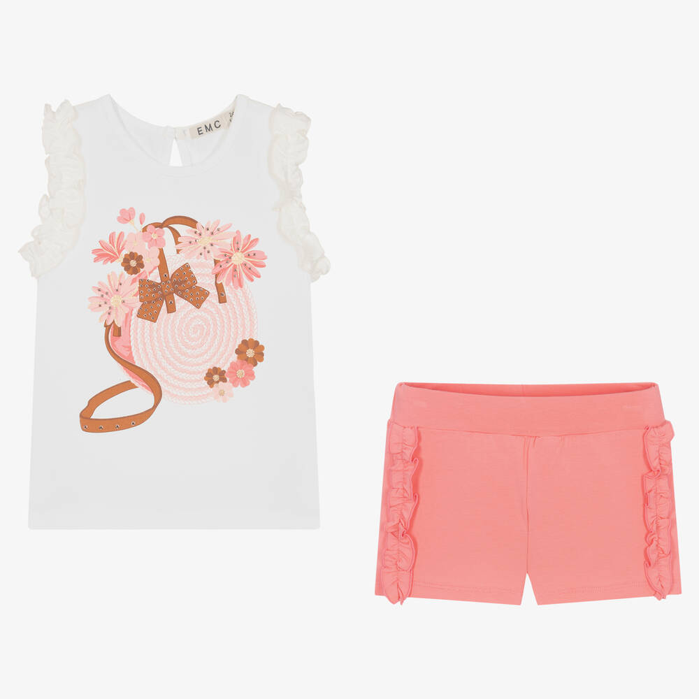 Everything Must Change-Белая футболка и розовые шорты из хлопка | Childrensalon Outlet