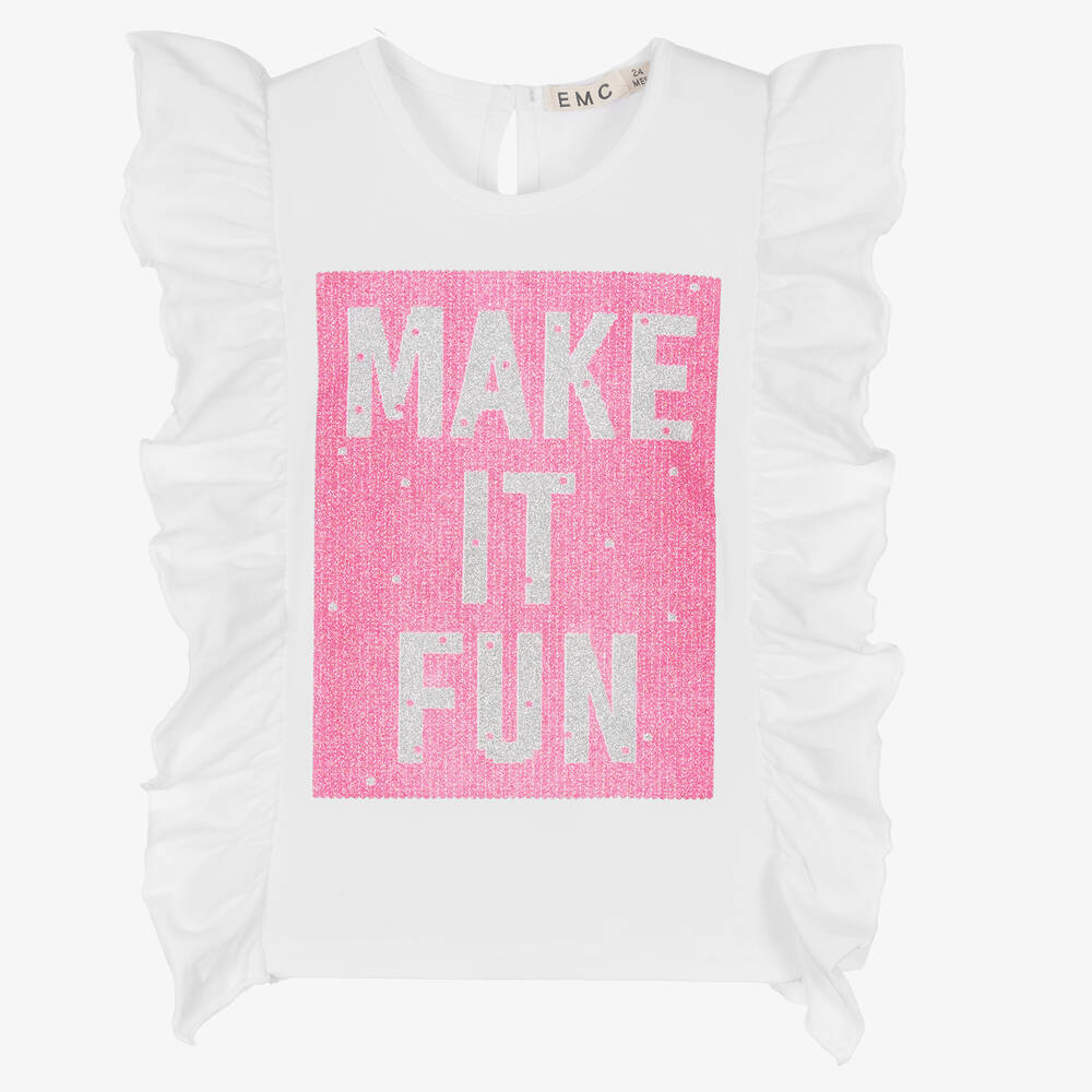 Everything Must Change - Girls White & Pink Cotton T-Shirt | Childrensalon