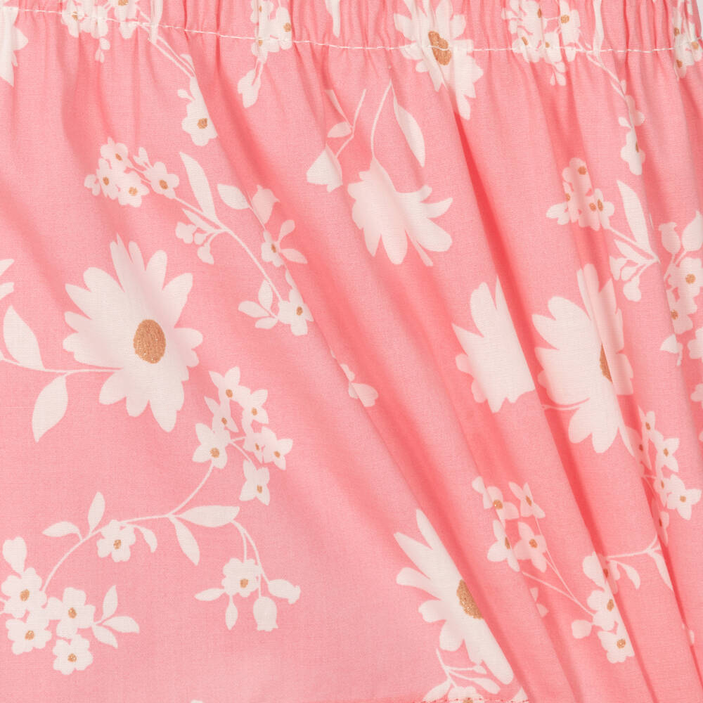 Everything Must Change-فستان قطن بوبلين لون أبيض وزهري بطبعة ورود | Childrensalon Outlet