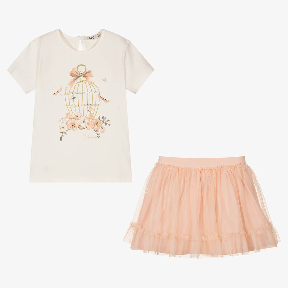 Everything Must Change-Белый топ и розовая юбка из джерси | Childrensalon Outlet